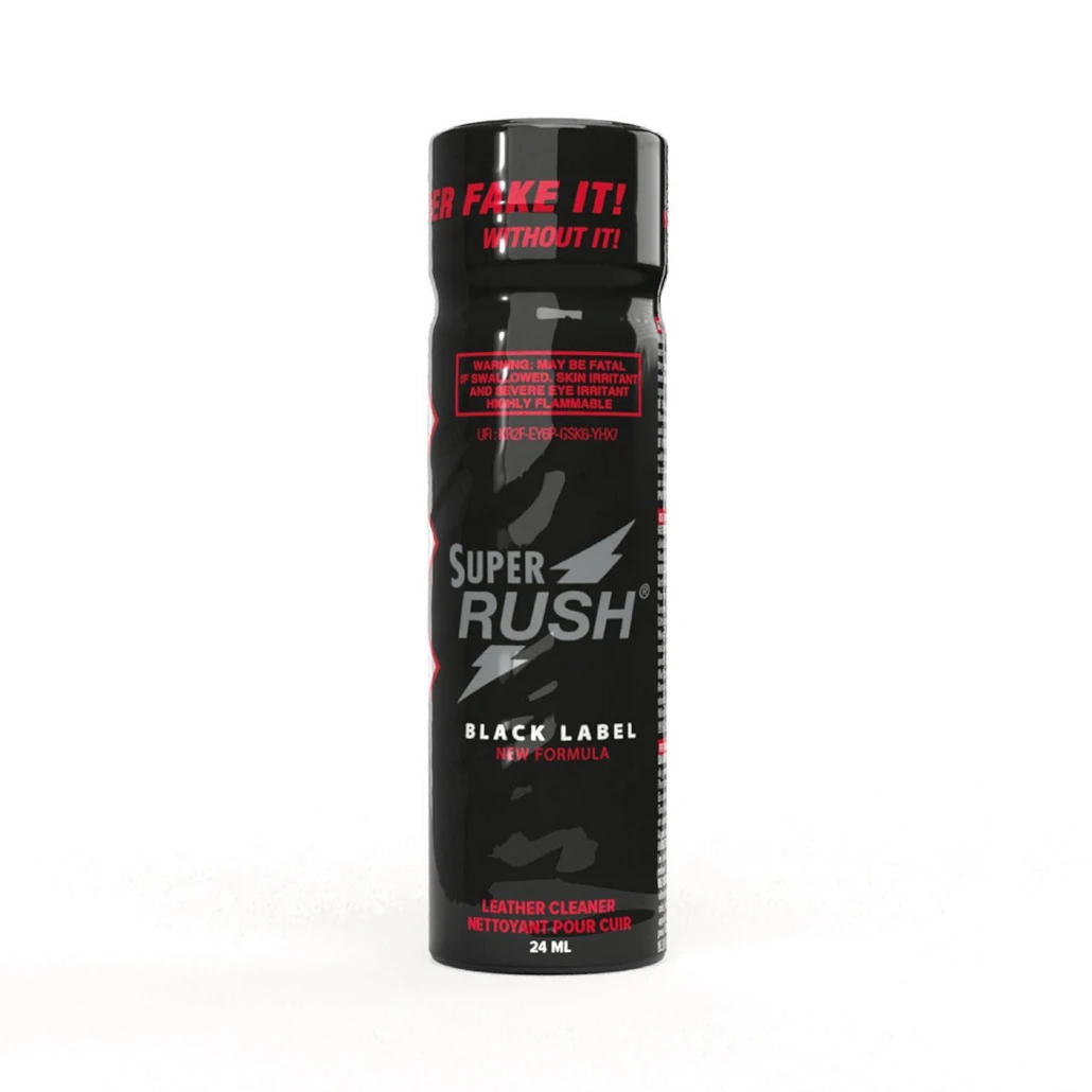 Super Rush Black Label Poppers - Pentyl Nitrite Leather Cleaner 24ml